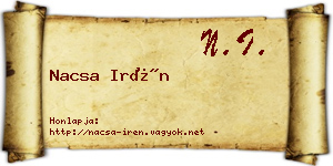Nacsa Irén névjegykártya